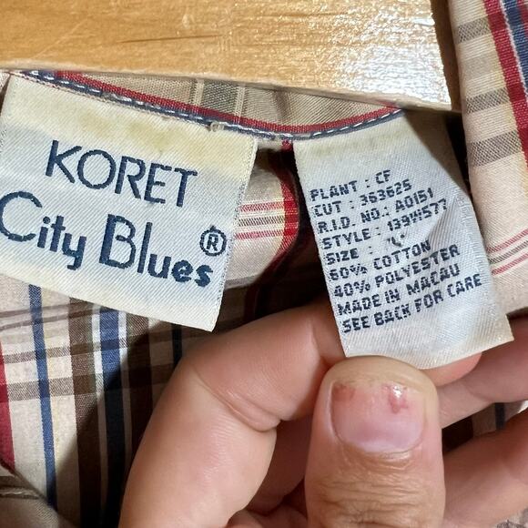 Koret City Blues Long Sleeve Plaid Shirt Womens Size Large Classic - Picture 3 of 5